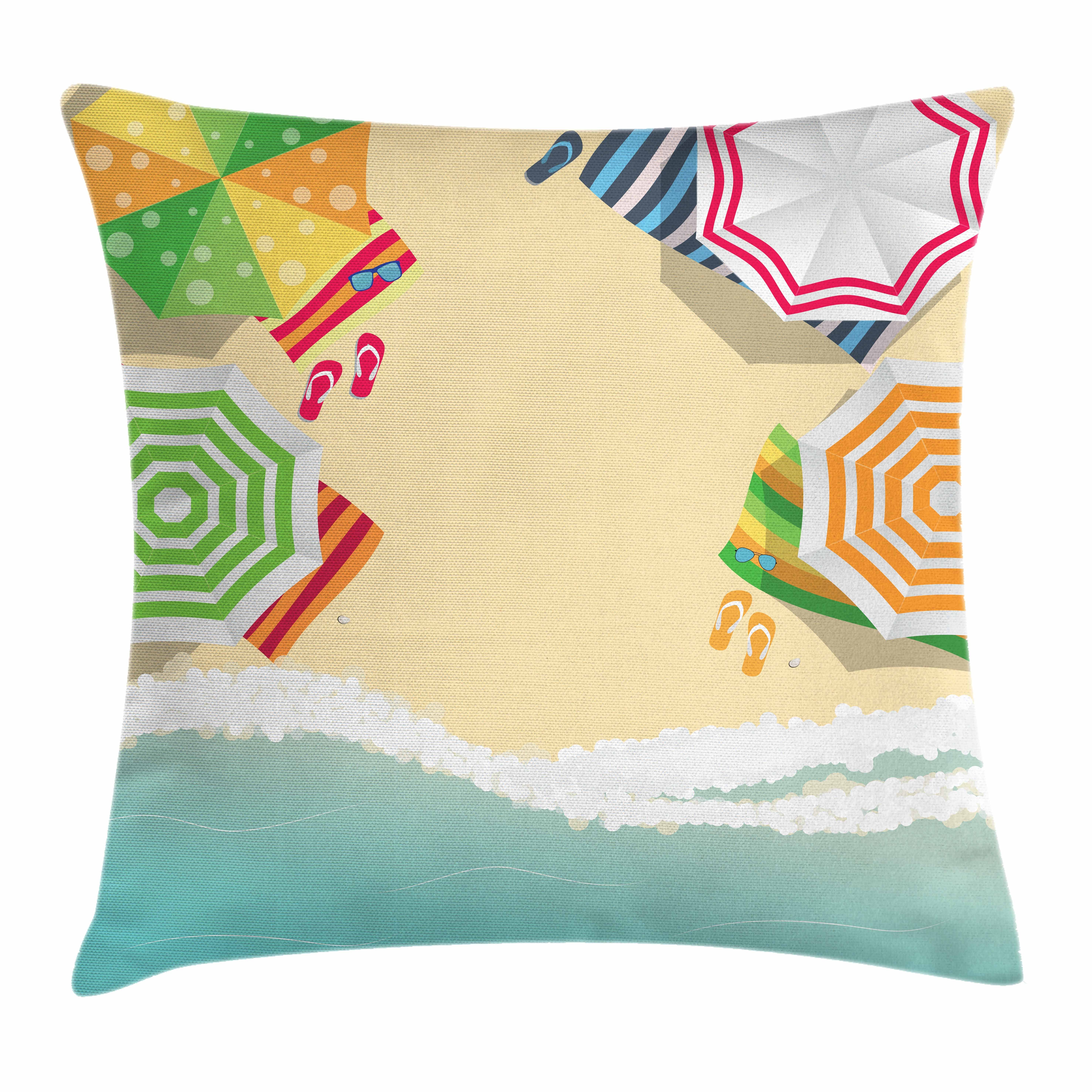 Kissenbezüge Waschbar Klaren Druck, (1 Reißverschluss Regenschirme Beidseitiger Farben mit Abakuhaus Beach Sandy Farbfesten mit Kissenhülle Insel-Party Stück)