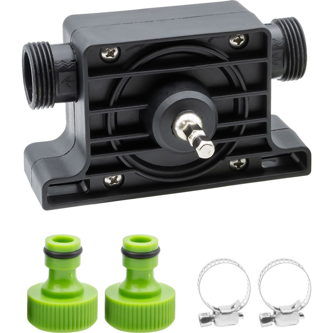 Casativo Wasserpumpe Bohrmaschinenpumpe 1200L/h, inkl. Klick-Adaptern & Schellen (2-tlg), Ideal fürs Camping und zum Befüllen von Pools