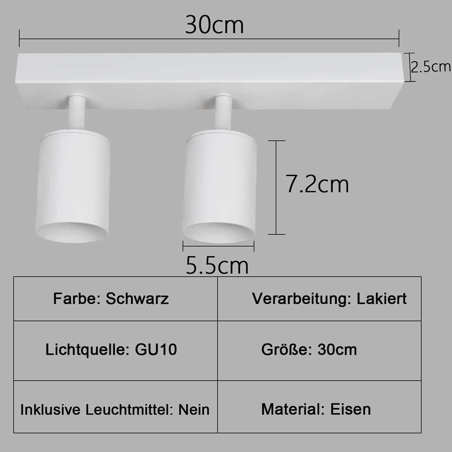 ZMH Deckenstrahler Modern Flammig Leuchtmittel, ohne Weiß 2 330°Schwenkbar, GU10