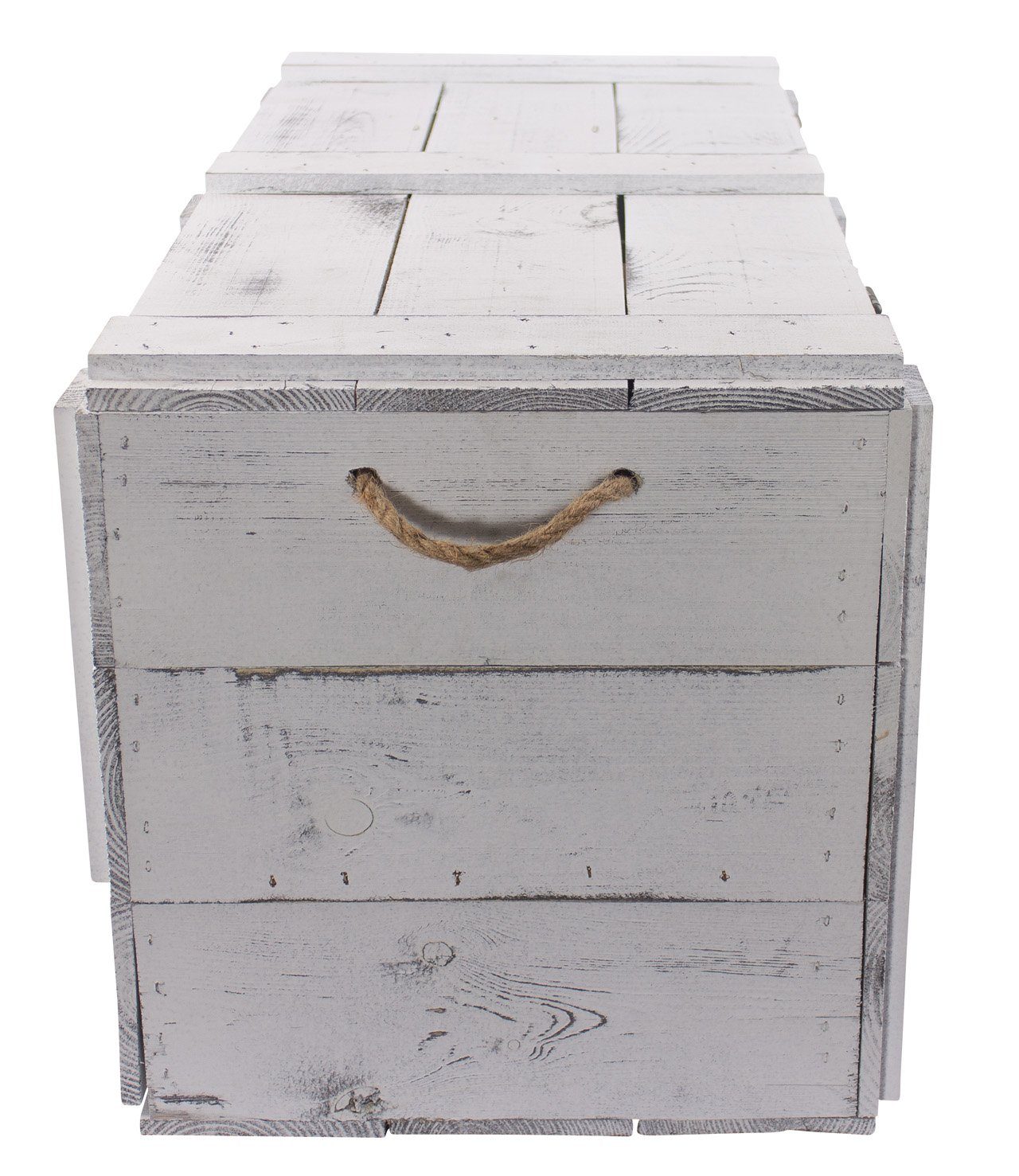 Kistenkolli Altes Land Allzweckkiste grosse shabby weiss Holztruhe Kalle mit Schubladen und Deckel (Spar-Set, 1er Set)