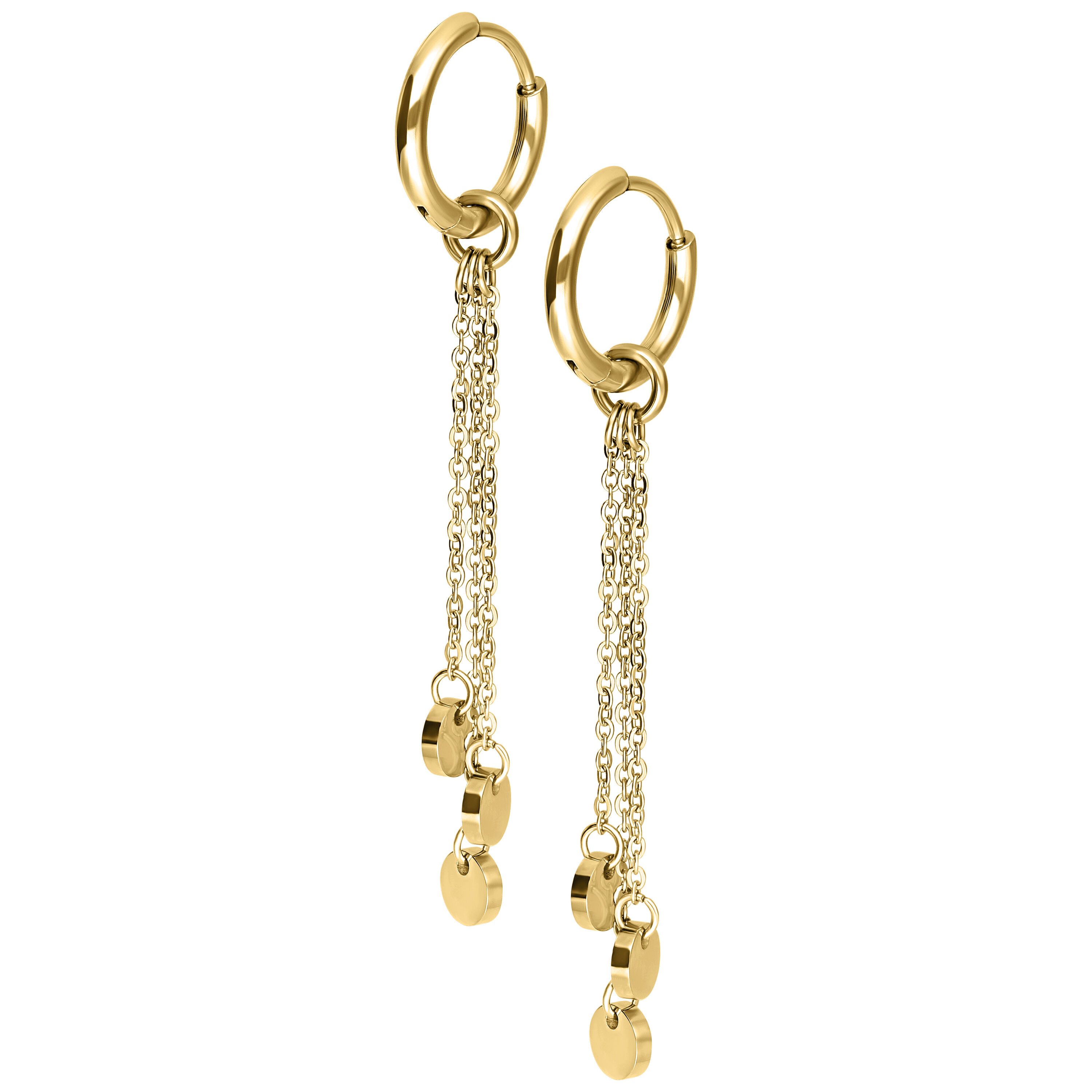 Wildcat Paar Ohrhänger Little Plate Hoops - Gold, Chirurgenstahl 316L - wasserfest, langlebig, hautverträglich