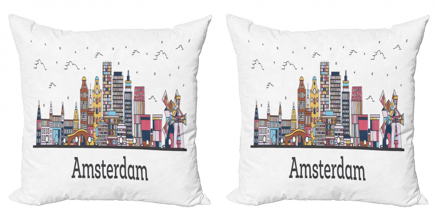 Kissenbezüge Modern Accent Doppelseitiger Digitaldruck, Abakuhaus (2 Stück), Amsterdam Niederlande Stadtansicht