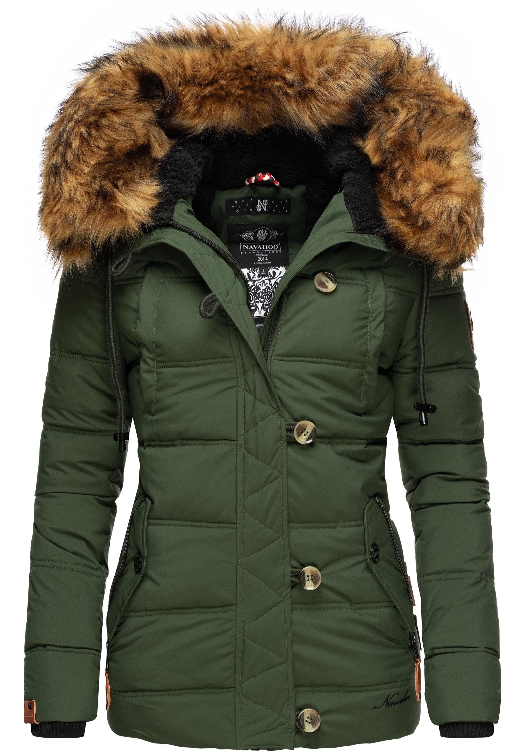 Navahoo Winterjacke Zoja stylische Steppjacke mit Kunstpelz Kapuze