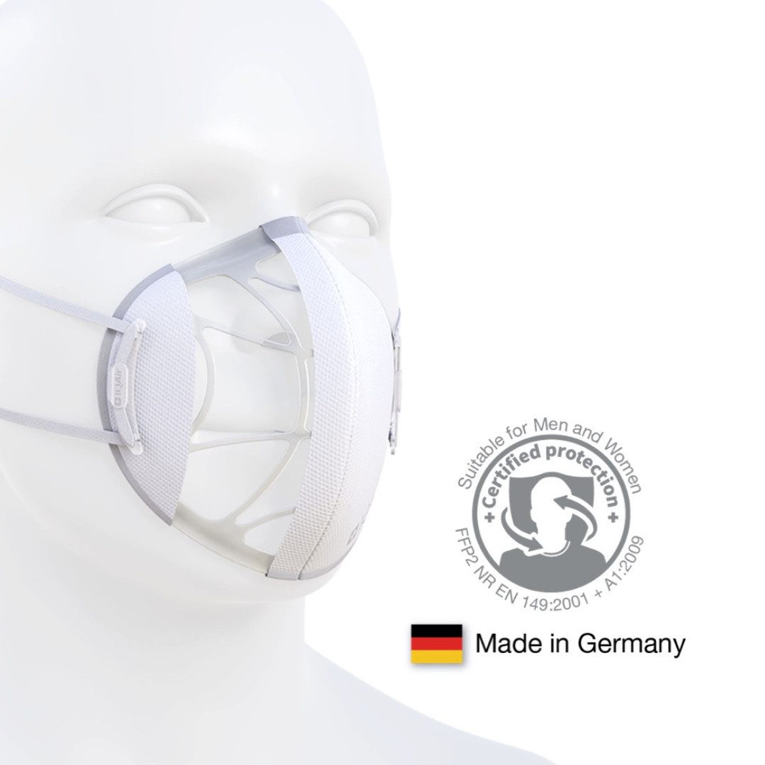 IQAir Filtrierende Halbmasken FFP2 IQAir Atemschutzmaske - 60 Stück, 5-lagige Premium Atemschutzmaske, gegen Feinstaub PM2.5, Pollen, Bakterien & Viren, [60 Stück]