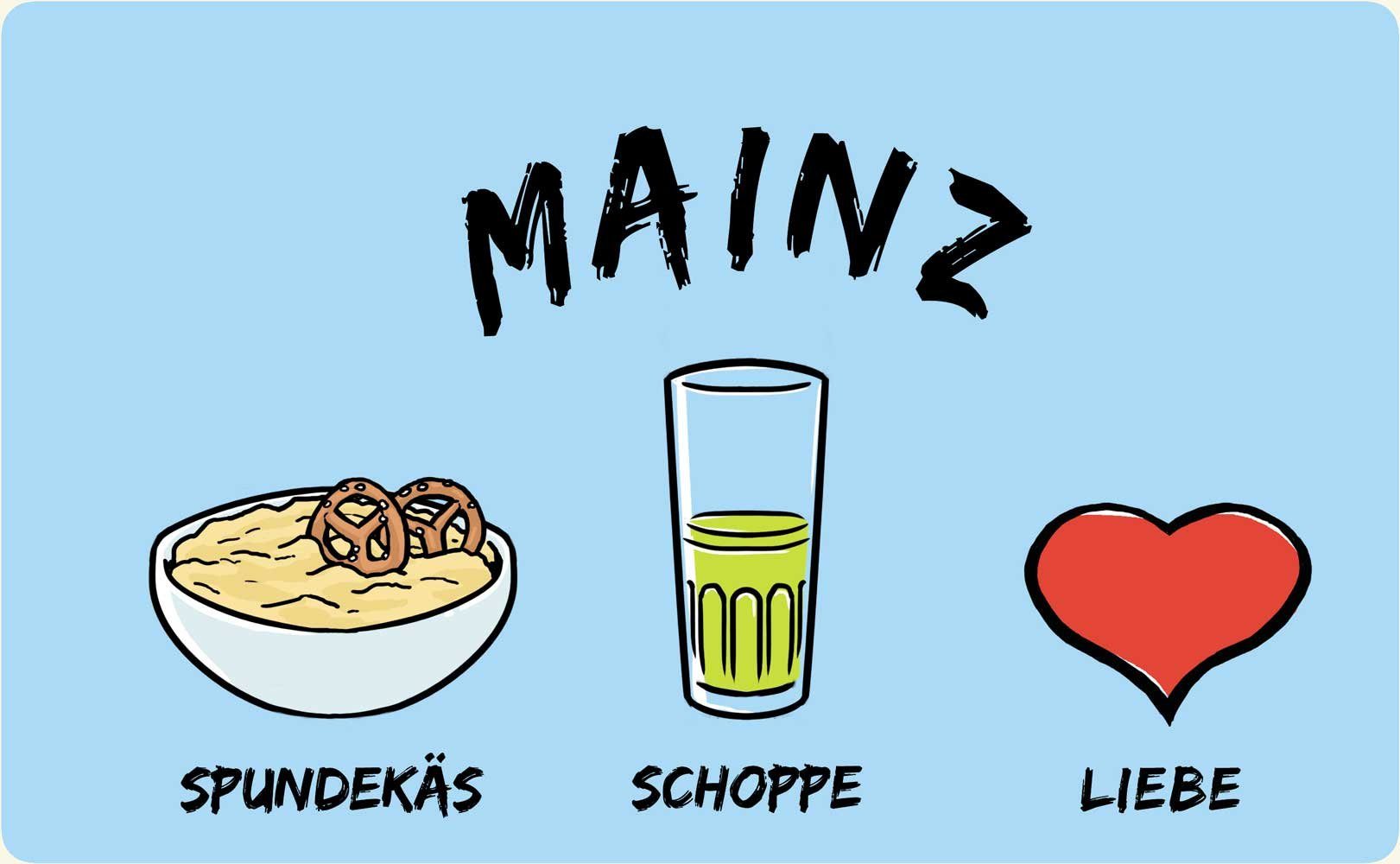 Mainz: Melamin die Frühstücksbrett Stadtmeister Spundekäs-Schoppe-Liebe,