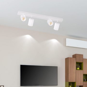 ZMH Deckenstrahler 4 Flammig GU10 Modern-Design Industrial drehbar für Wohnzimmer Flur, 330°Schwenkbar, ohne Leuchtmittel, Weiß, Hochwertiges Metall, für Schlafzimmer Küche