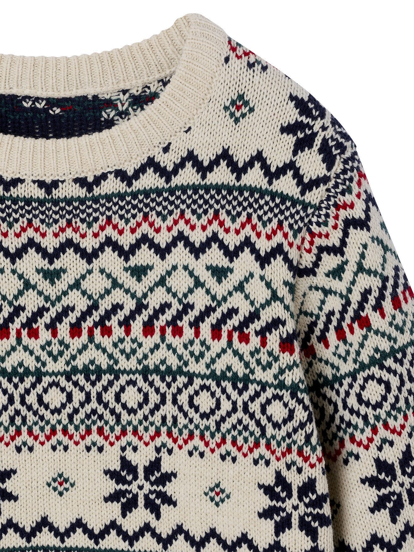 vertbaudet Pullunder Jungen Jacquard-Pullover mit Rundhals