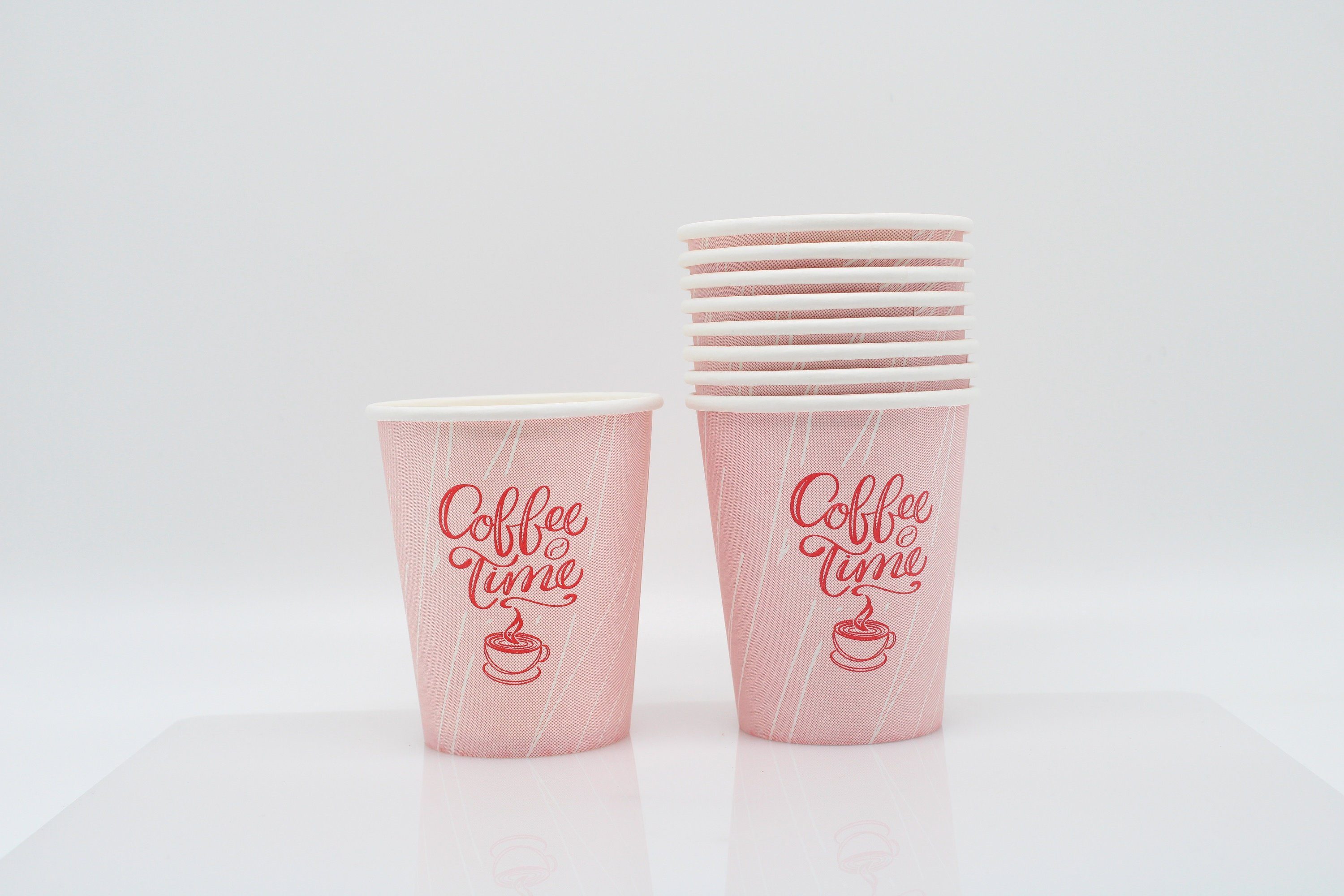 cofi1453 Coffee-to-go-Becher Kaffeebecher Coffee Time beschichtet oz Pink 200ml PE / 8