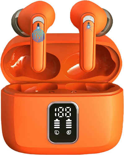 lukg Kabellos Bluetooth 5.3 mit 4 ENC Mic Tiefer Bass 48Std In-Ear-Kopfhörer (Komfortabler Sitz und automatische Verbindung für bequemen Gebrauch., Noise Cancelling, IP7 Wasserdicht Ohrhörer LED-Anzeige USB-C)