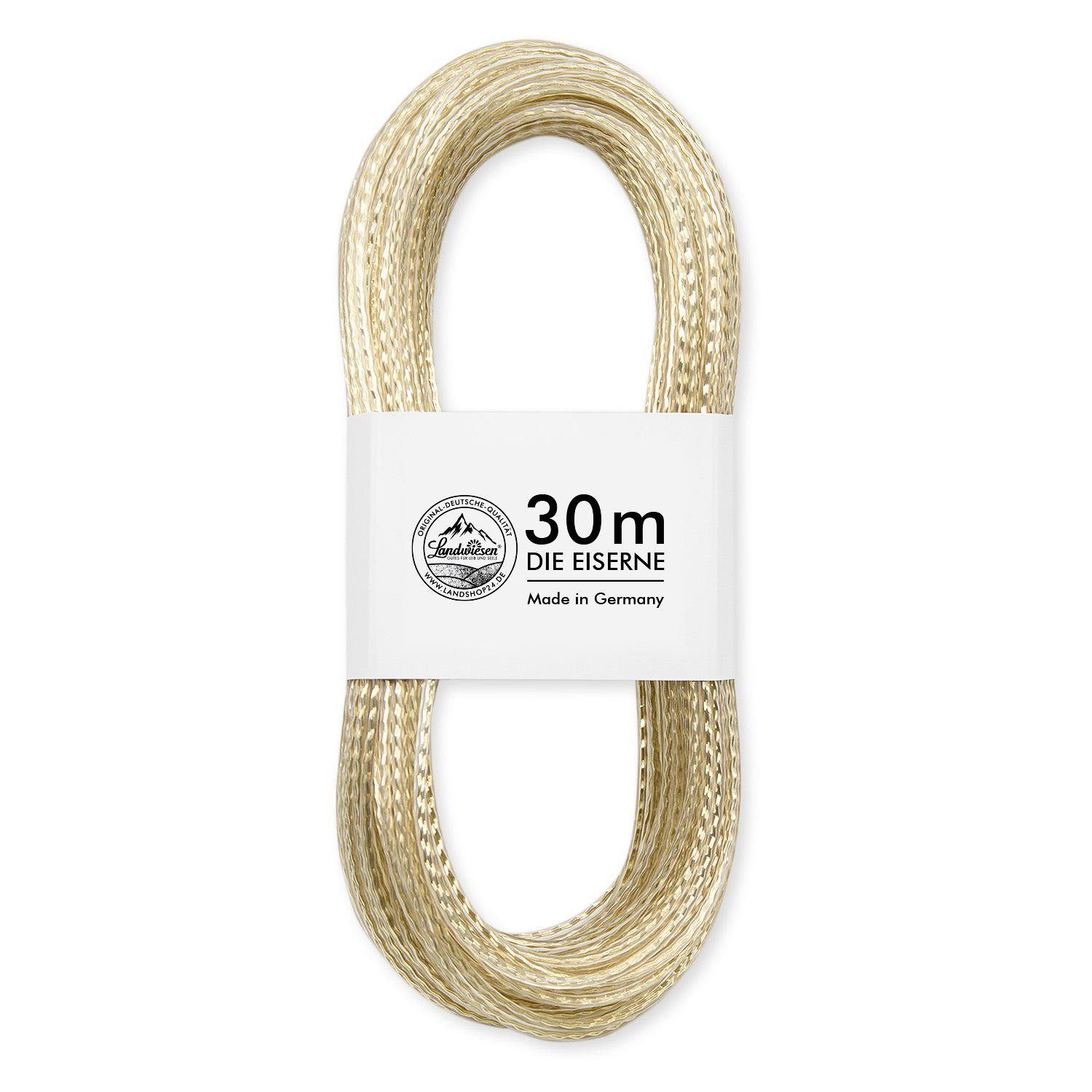 Landwiesen Wand-Wäscheleine Wäscheleine 30 m reisfest "Die Eiserne" deutsches Produkt Drahteinlage, Made in Germany