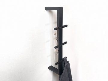 kommod Garderobenhalter LOTTA, Garderobenhaken, Wandhakenleiste – 10 x 40 x 10 cm – Metall schwarz