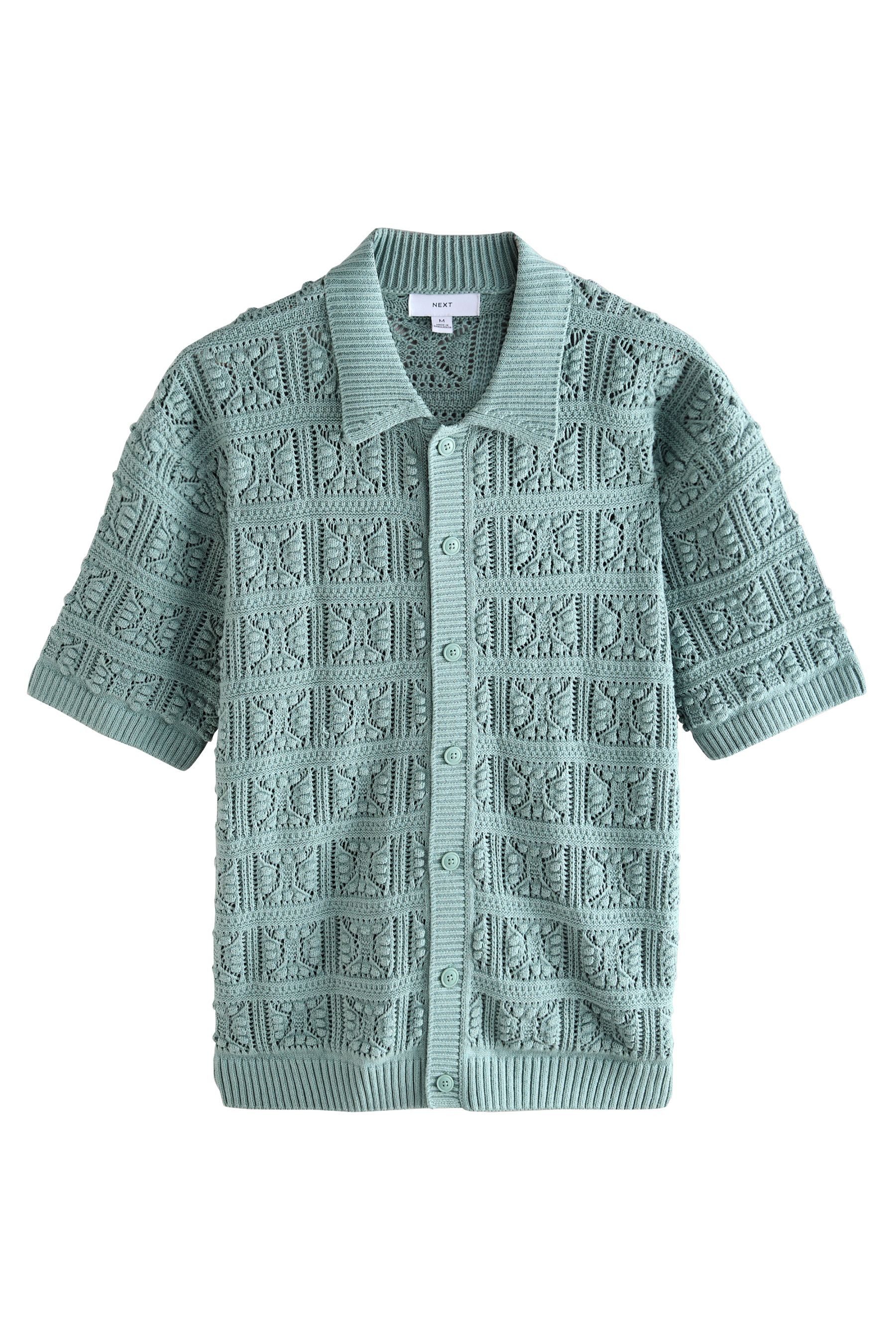 Next Poloshirt Relaxed Fit Kurzarm-Strickhemd mit Blumenmuster (1-tlg) günstig online kaufen