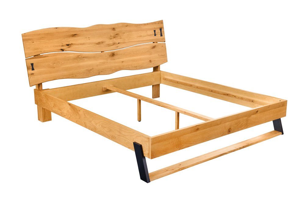 riess-ambiente Holzbett AMAZONAS 180x200cm natur / schwarz - Baumkante, Wildeiche, Massivholz (Einzelartikel, 1-tlg), Kingsize-Doppelbett -ideal f. Schlafzimmer, Gästezimmer & Jugendzimmer
