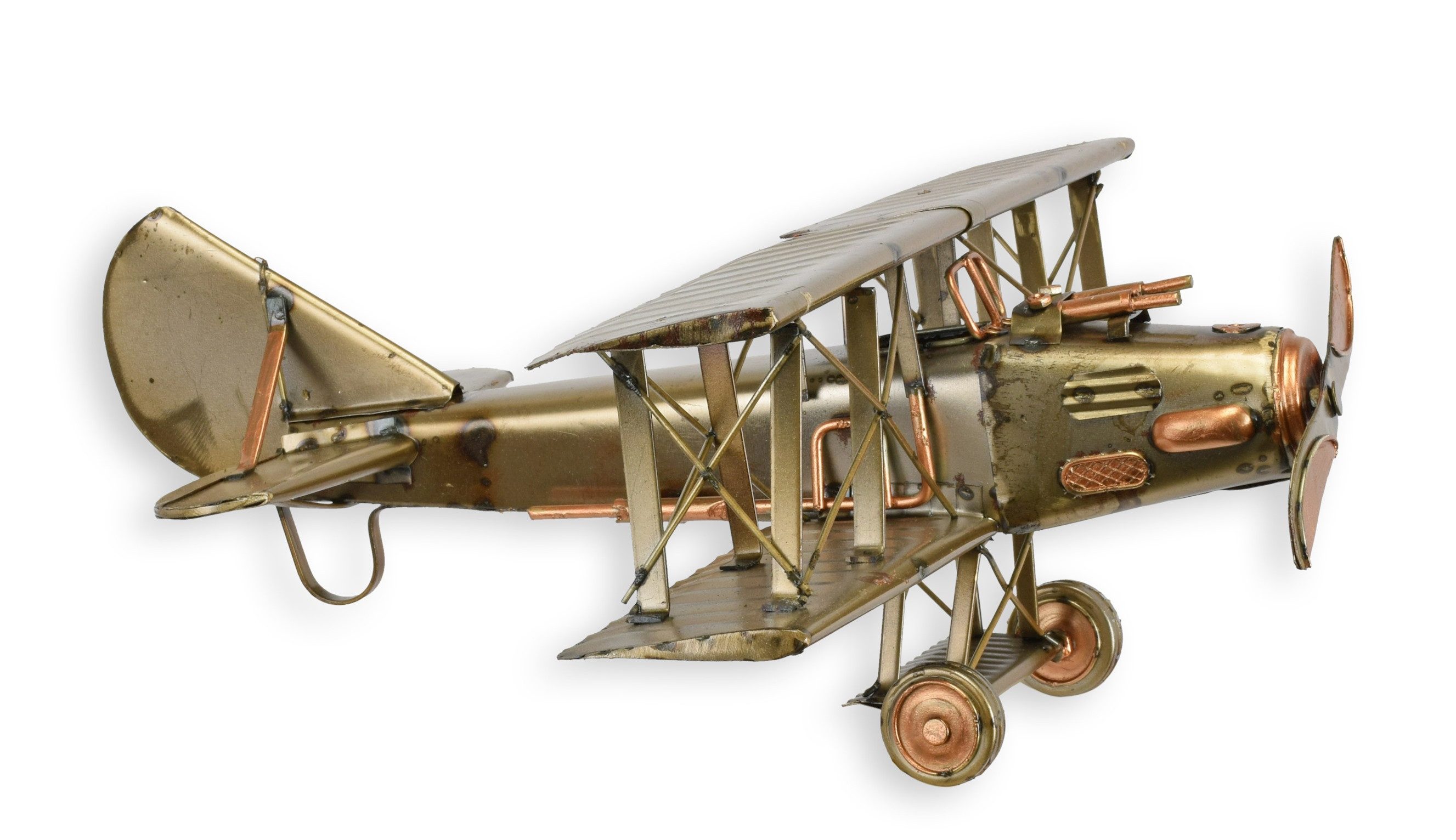 JS GartenDeko Modellflugzeug Blechflugzeug Flugzeug bronzefarben B 35 cm Deko Figur Modellflugzeug