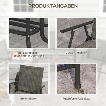 Outsunny Sitzgruppe 4 tlg. Gartenmöbel-Set, klappbare inkl. 1 Tisch 2 Stühlen 1 Zweisitzer, (Sitzgarnitur, 4-tlg., Balkonmöbel-Set), für Terrasse, Metall, Braun