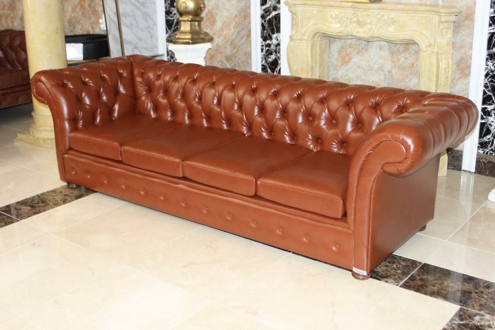 JVmoebel 4-Sitzer Sofa 4 Viersitzer Kunstleder Couch Sofas Teile Chesterfield Sitz 1 Sofort