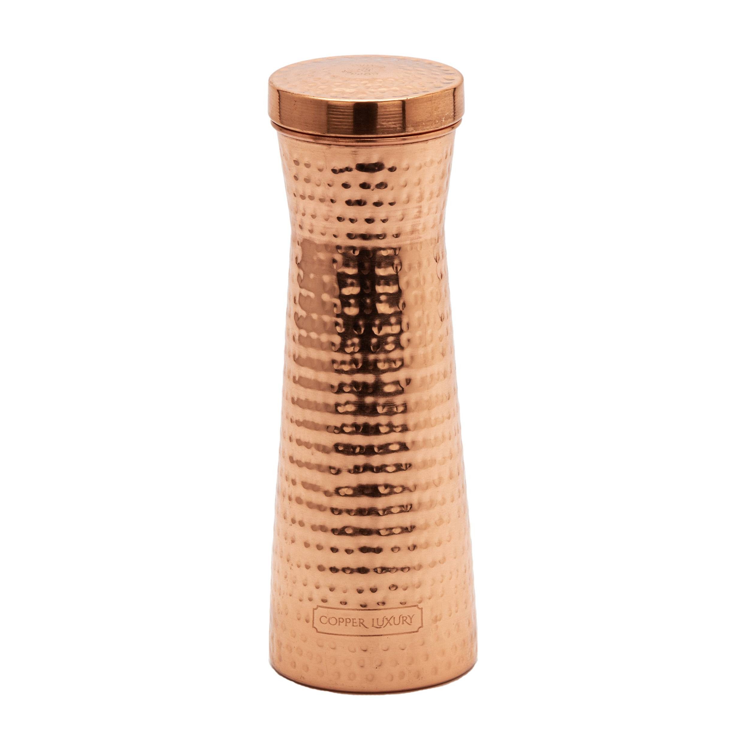 NKlaus Trinkflasche Luxury Karaffe 1200 ml - Handgefertigte Kupferkaraffe im Hammerschlag-