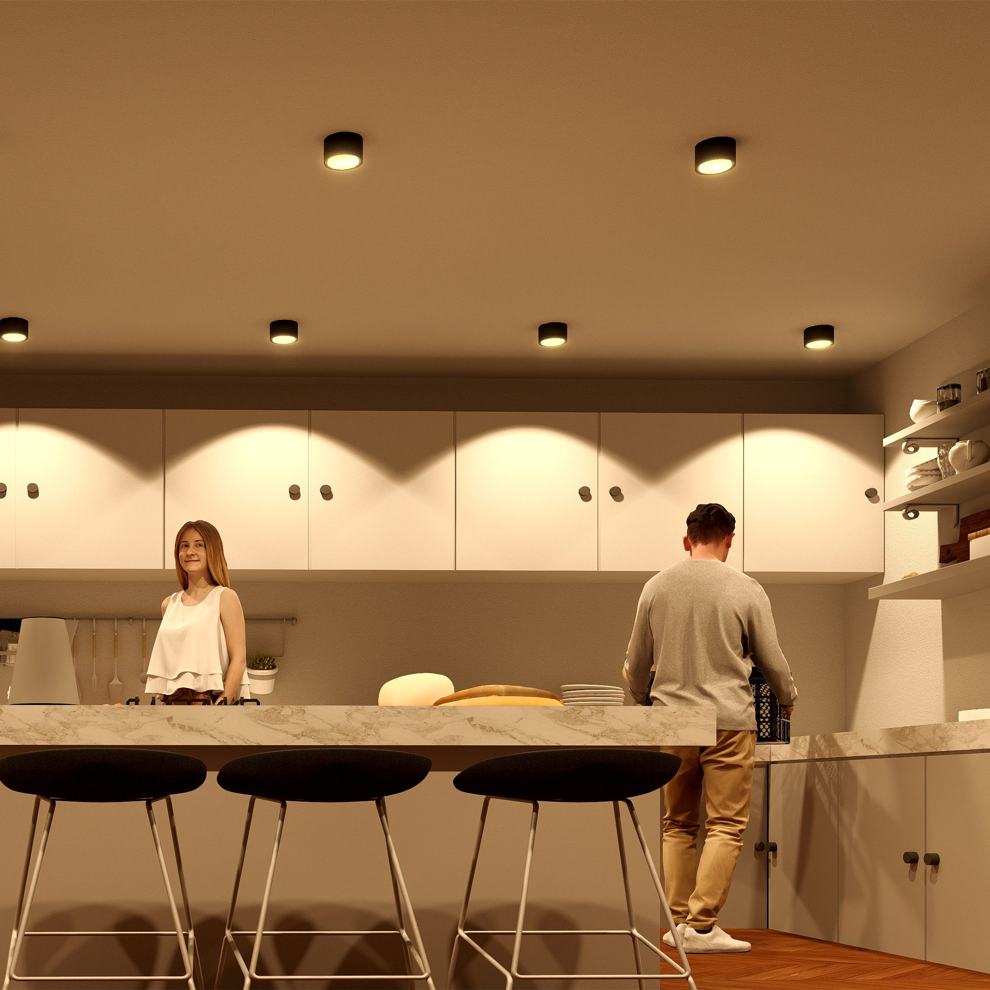 SSC-LUXon LED Aufbaustrahler CELI-X flacher LED Aufbauspot dimmbar schwarz mit 6W LED GX53 3CCT, Neutralweiß, Warmweiß, Tageslichtweiß – Bild 4 von 5