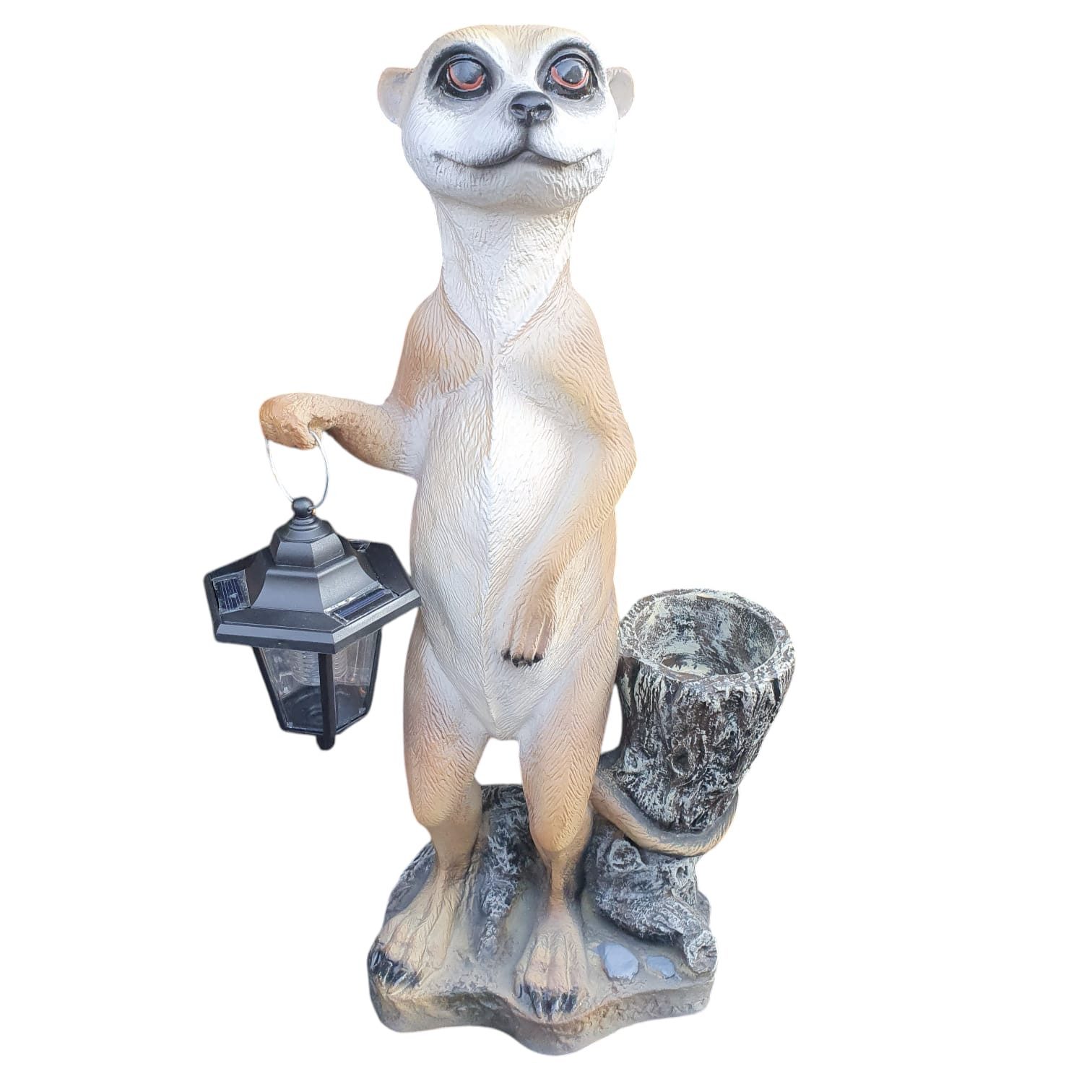 Aspinaworld Gartenfigur Erdmännchen Figur mit Laterne 60 cm, Figur für