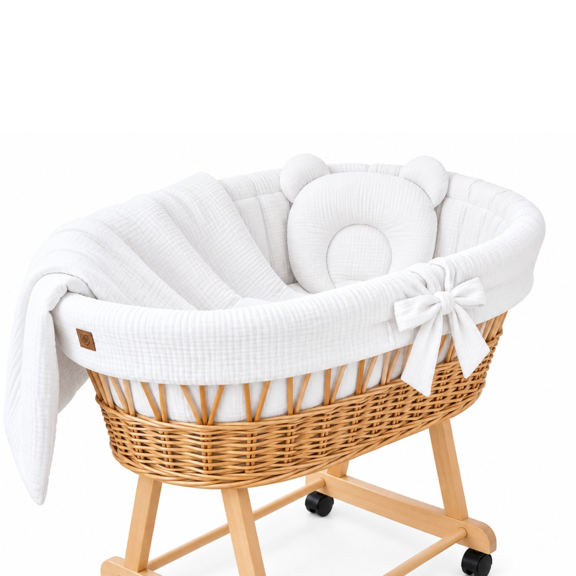 Babymajawelt Babybettwäsche Stubenwagen Bettwäsche Set 4tlg. Musselin Bett Set, Musselin, 4 teilig, Made in EU, Besonders Weich, Reine Baumwolle, Ohne Himmel