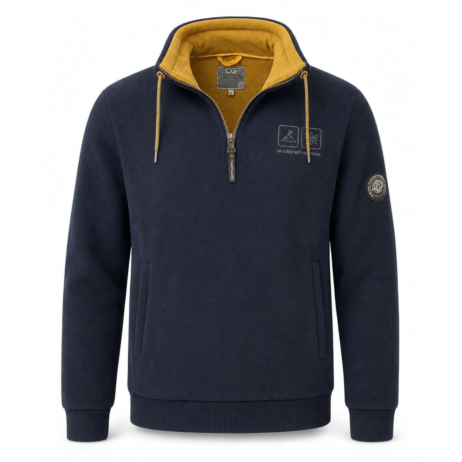Coastguard Troyer Herren Fleecetroyer 80936 mit Stehkragen - Troyer-Pullover Fleece Troyer-Kragen mit Kordelzug, Rib am Kragenäußeren, Seitentaschen