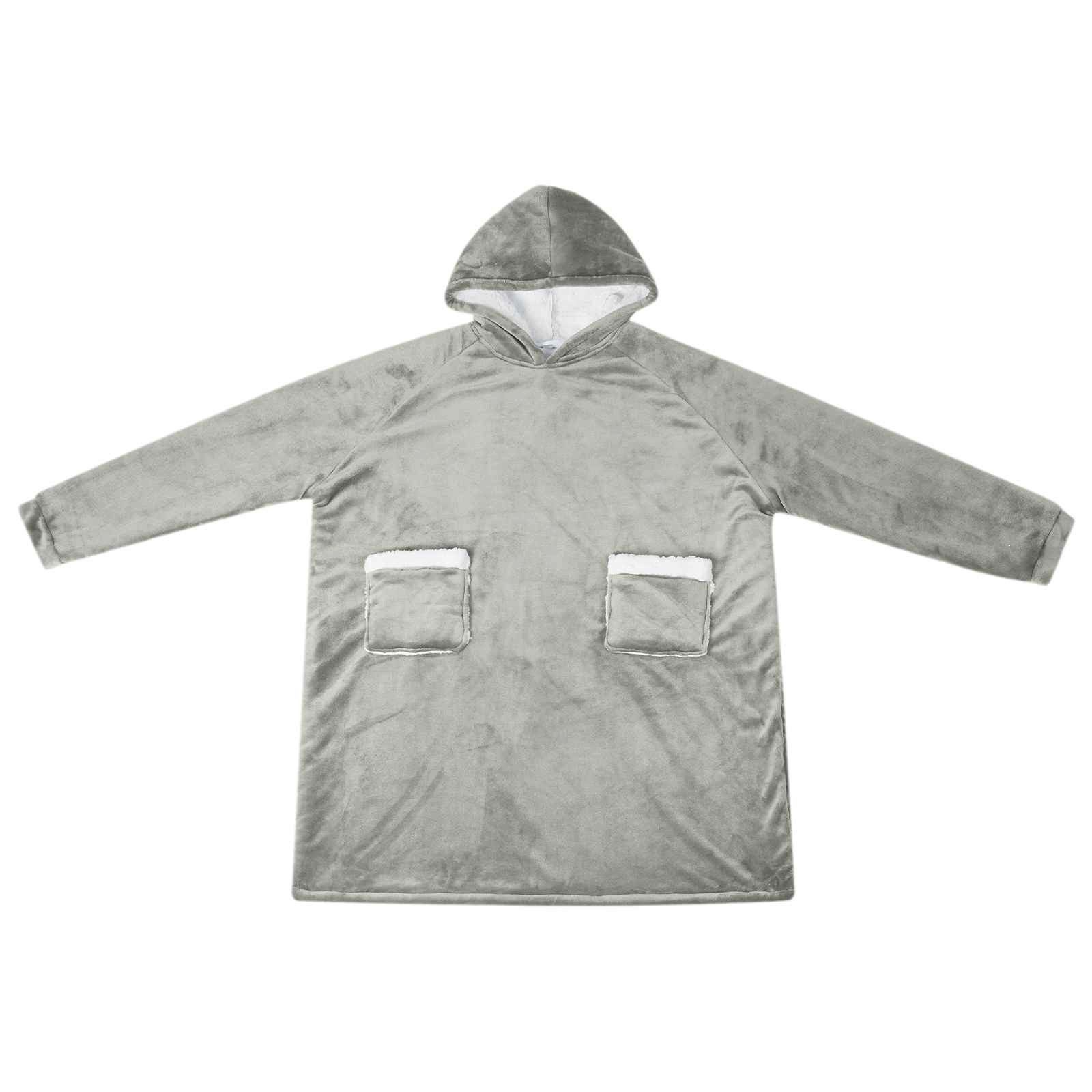 vidaXL Unisex-Bademantel Decken-Hoodie Grau M Fleece und Flanell, Vlies