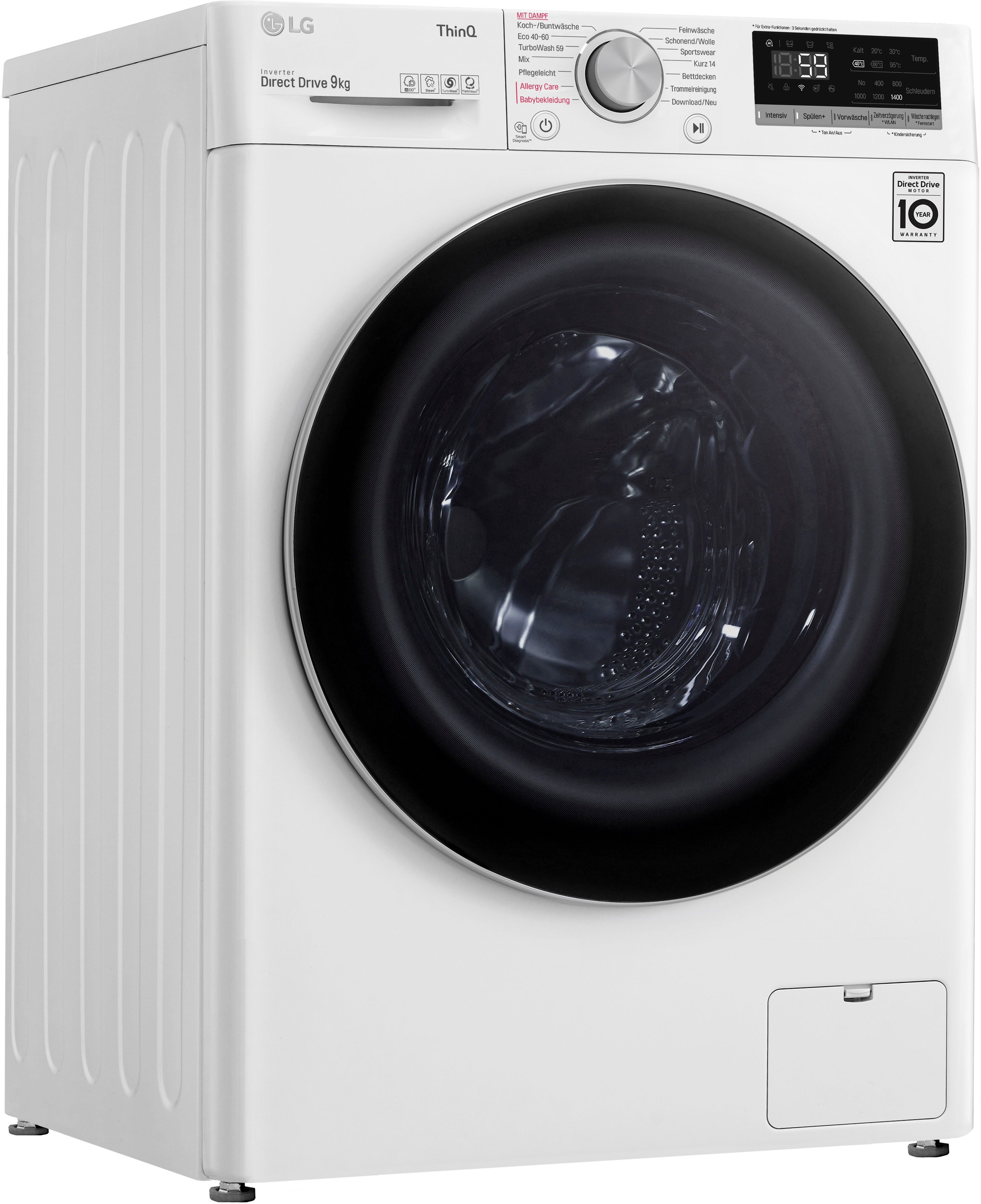 LG Waschmaschine F4WV509S1, 9 kg, 1400 U/min, Steam: Tiefenreinigung mit  Dampf
