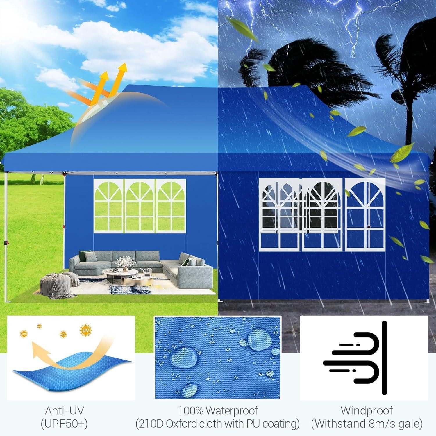 COBIZI Faltpavillon Faltpavillon 3x6m Wasserdicht Stabil Winterfest mit Seitenwänden