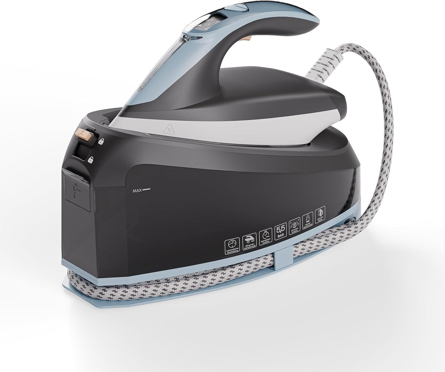 Heinrich´s Dampfbügeleisen HDS 8722 Bügeleisen 3200W, 3200 W, 250g/min Dampfstoß 5,5 Bar, 3 Funktionen, Display, 1,5L Wassertank