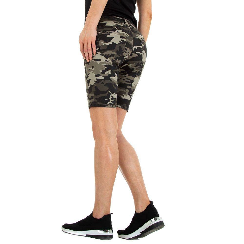 Ital-Design Shorts Damen Freizeit (86585444) Camouflage Stretch Freizeitshorts in Khaki
