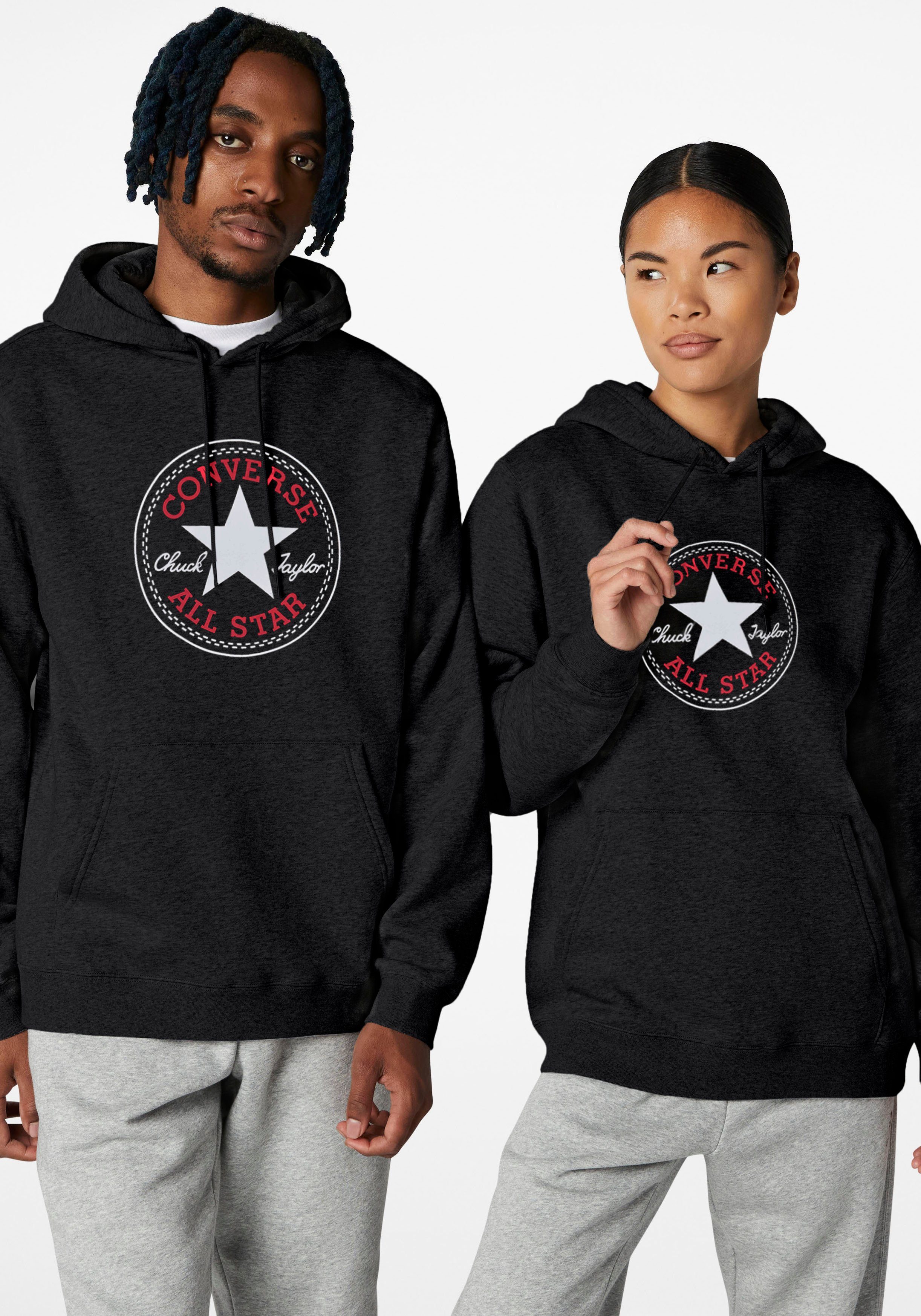 CHUCK BLACK BACK PATCH FLEECE Unisex CONVERSE CONVERSE GO-TO HOODIE TAYLOR Converse BRUSHED Kapuzensweatshirt