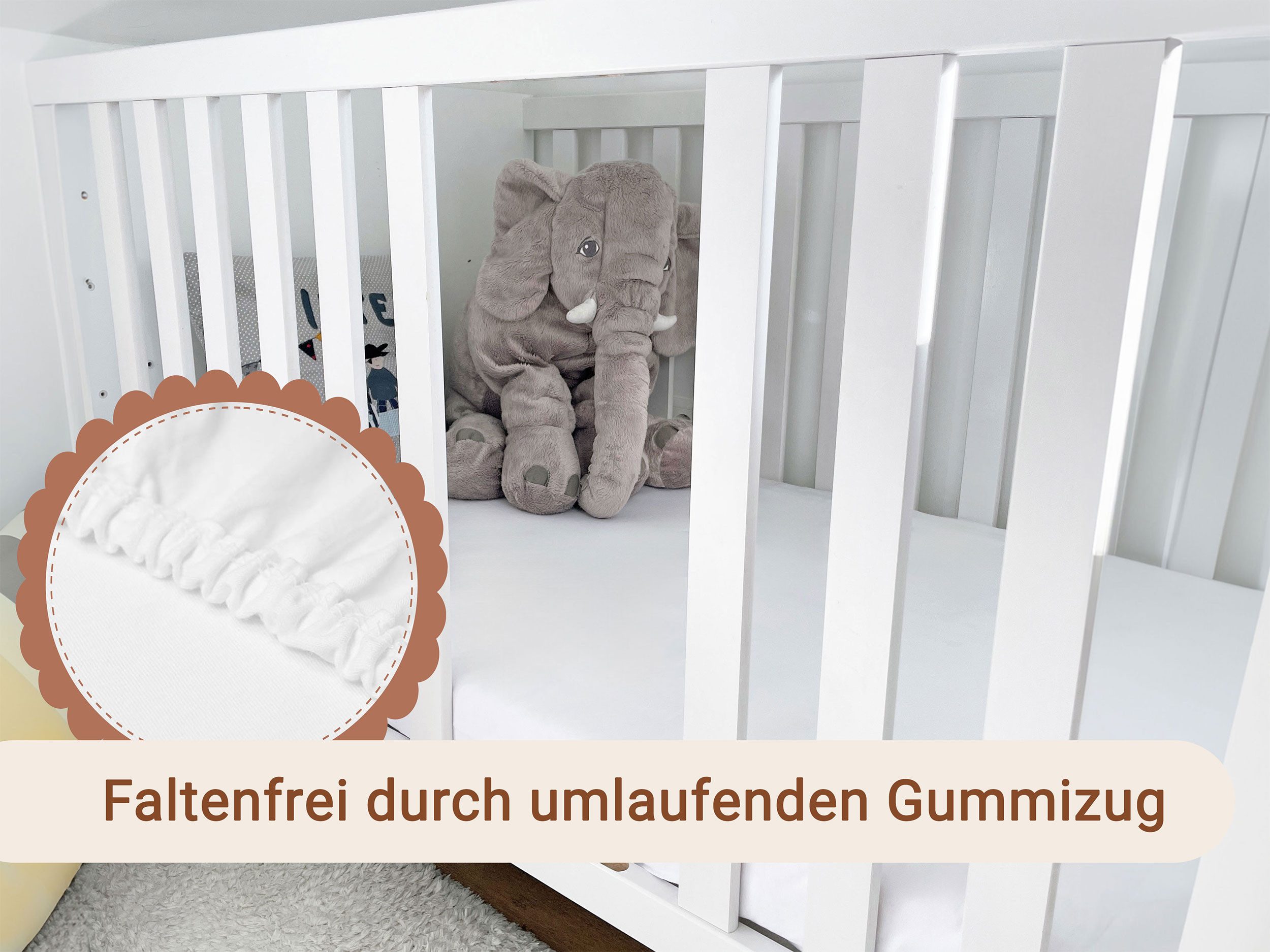 ZOLLNER Spannbettlaken, Feinjersey, Gummizug: rundum, 70 x 140 cm, 100% Baumwolle