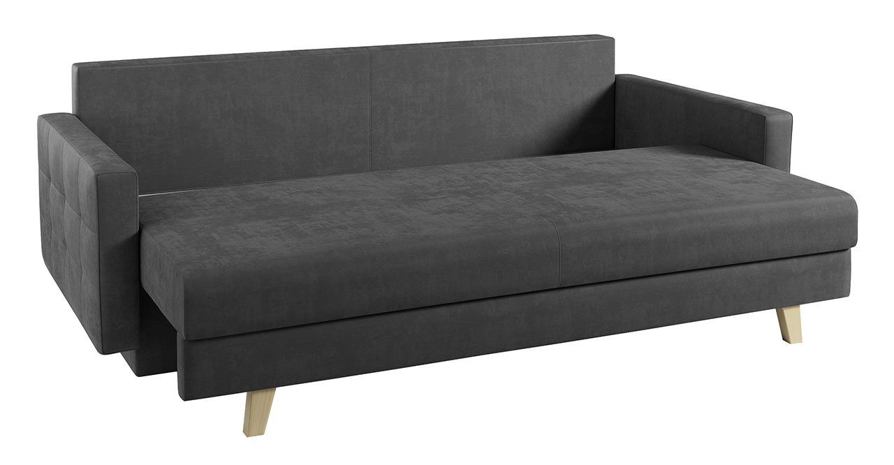 MKS MÖBEL Sofa FRIGA, mit Bettkasten, Dunkelgrau und Modern Monolith Still Schlaffunktion