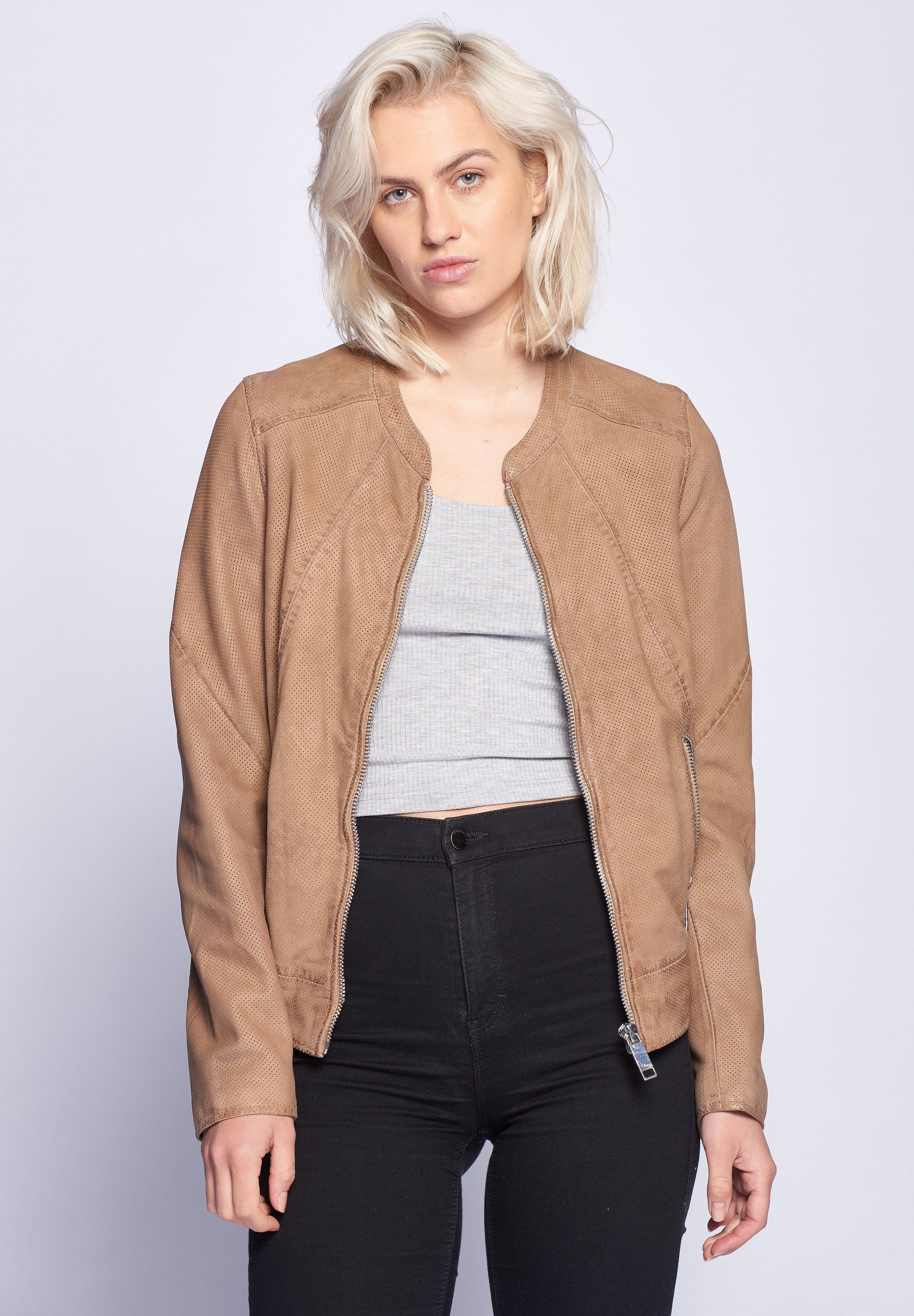 creme Lederjacke Mabel Maze