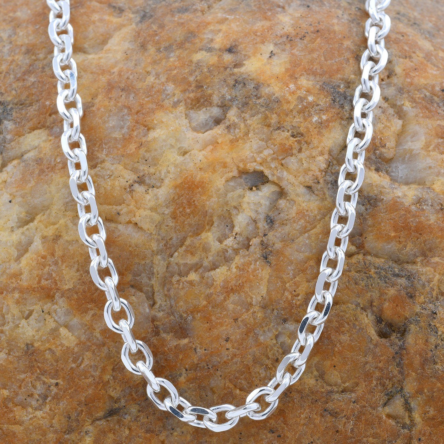 HOPLO Silberkette Ankerkette diamantiert Länge 50cm - Breite 3,0mm - 925 Si günstig online kaufen