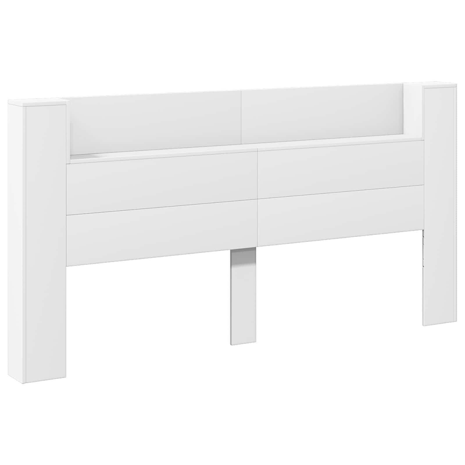 vidaXL Bett Stauraum Kopfteil mit LED Weiß Holzwerkstoff (1-tlg)