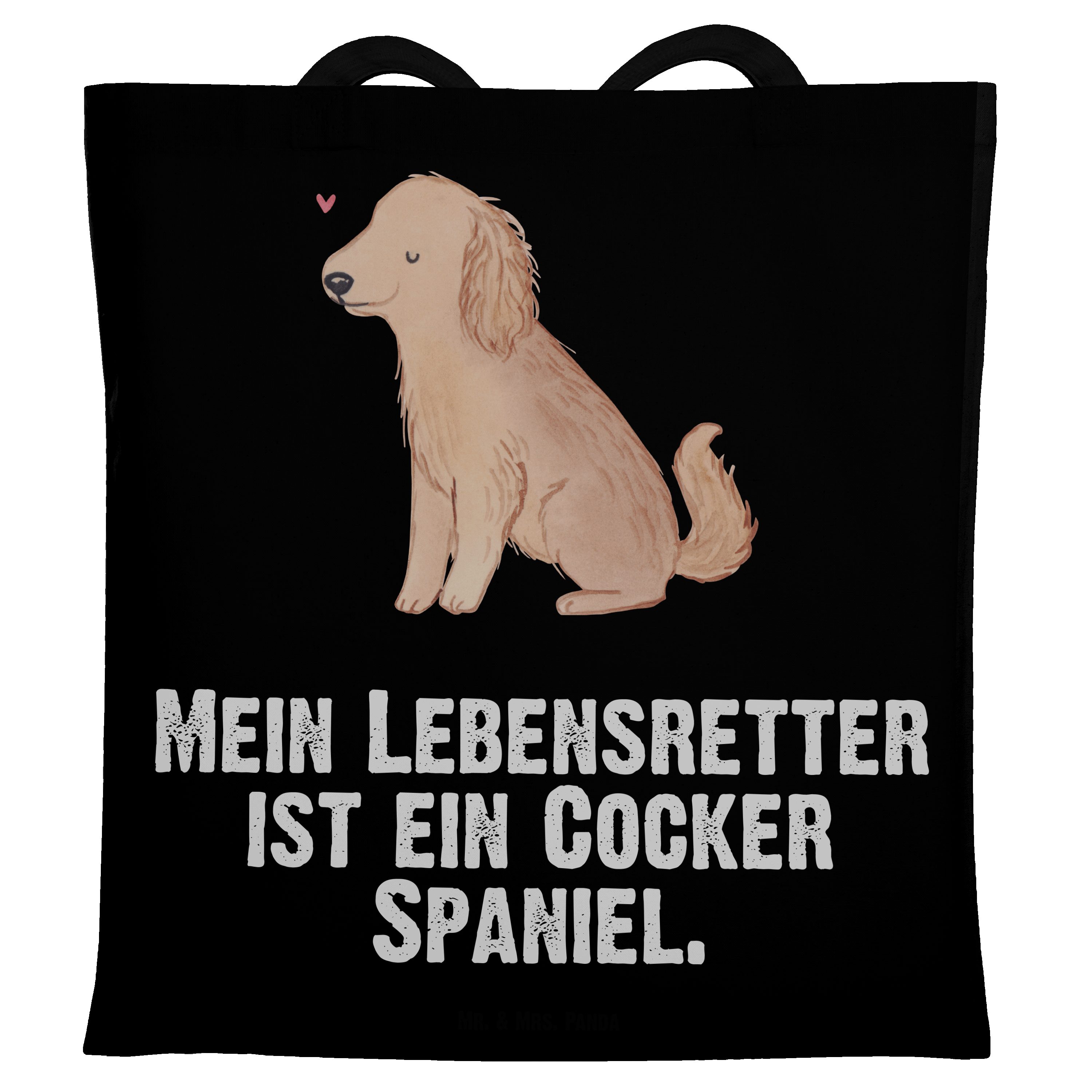 Mr. & Mrs. Panda Tragetasche Cocker Spaniel Lebensretter - Schwarz - Geschenk, Beuteltasche, Einka (1-tlg)