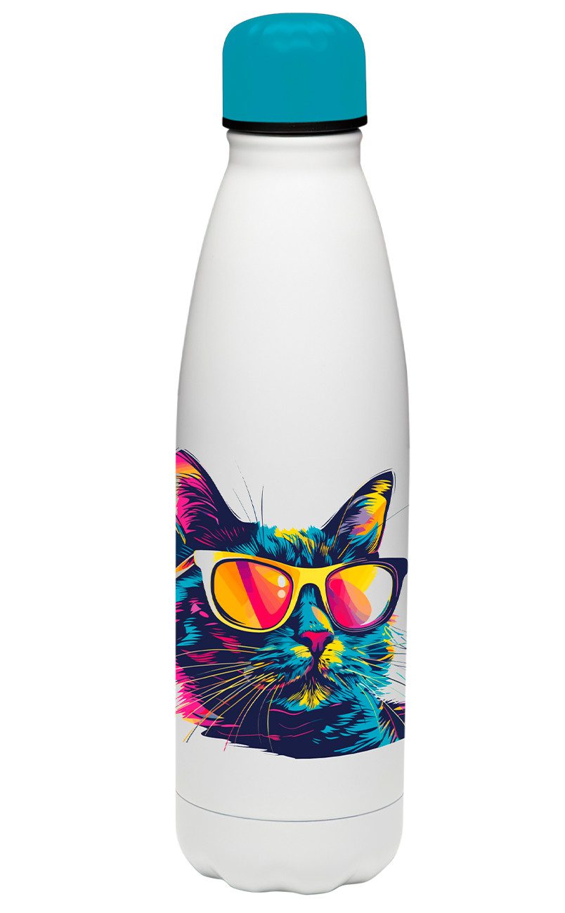Geda Labels GmbH Isolierflasche Cool Cat, Türkis, 500ml, vakuumisoliert