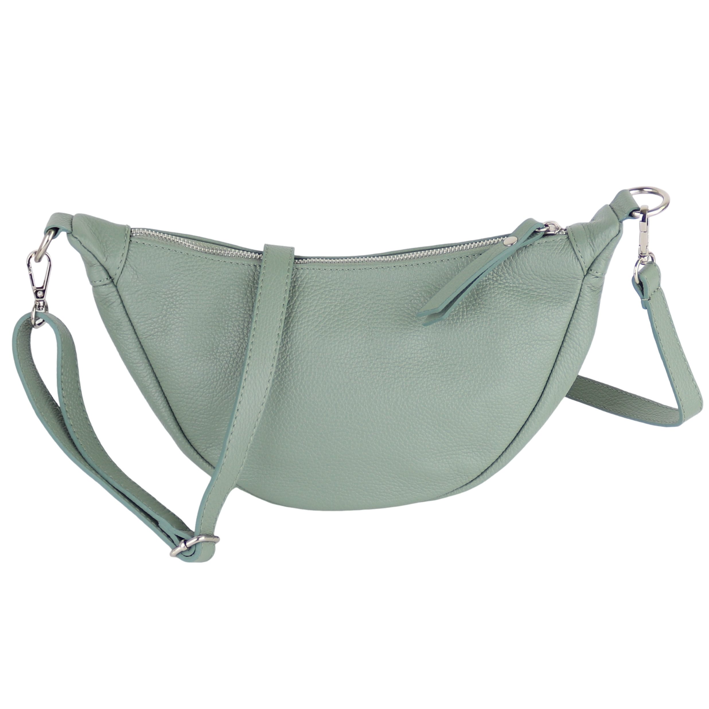 Schultertasche Damen Runde aus Echtleder, Made in Italy, Brusttasche,Umhängetasche