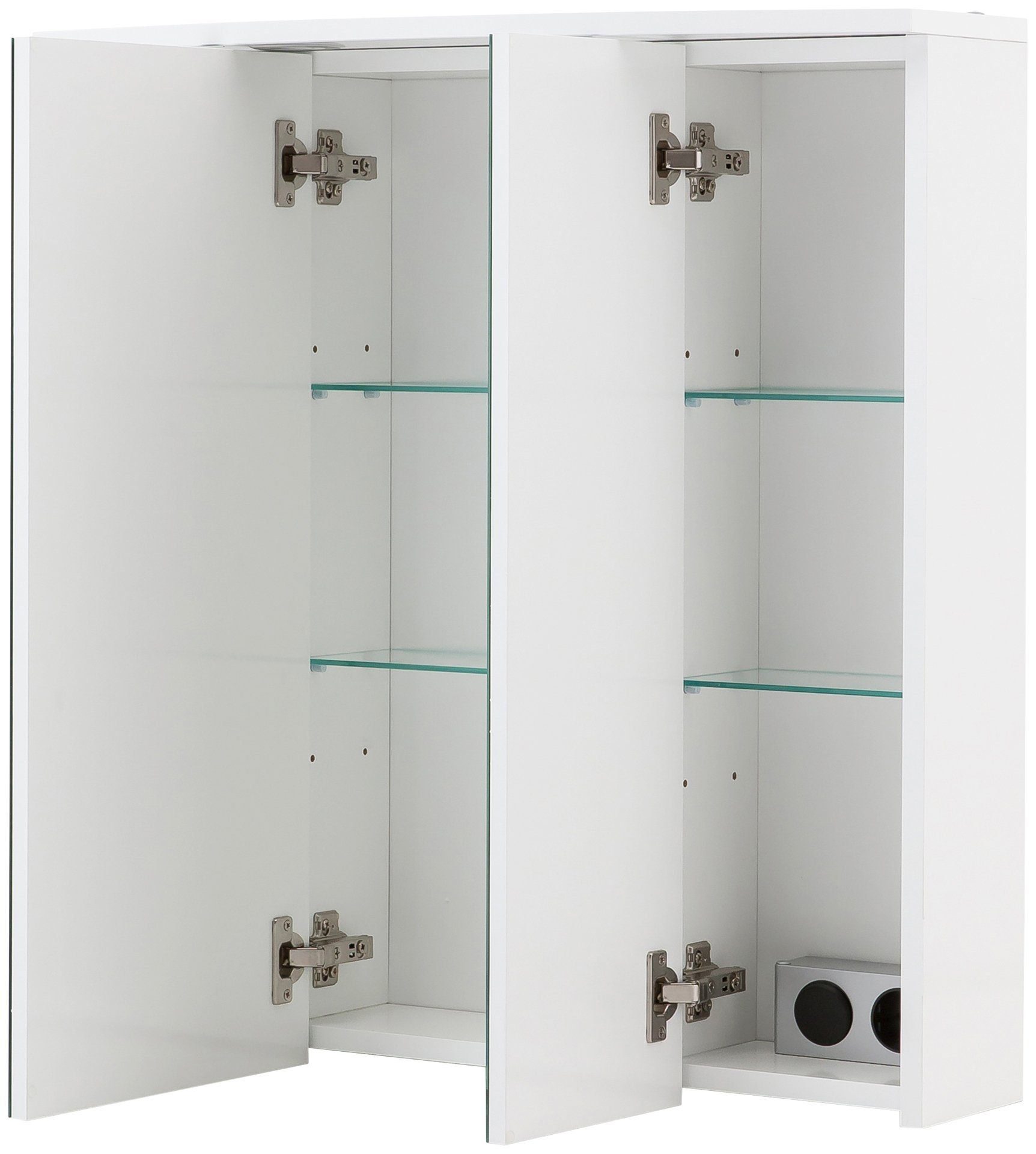 Schildmeyer Spiegelschrank Verona 2 cm, 70 Breite LED-Einbaustrahler, 3-türig, Schalter-/Steckdosenbox