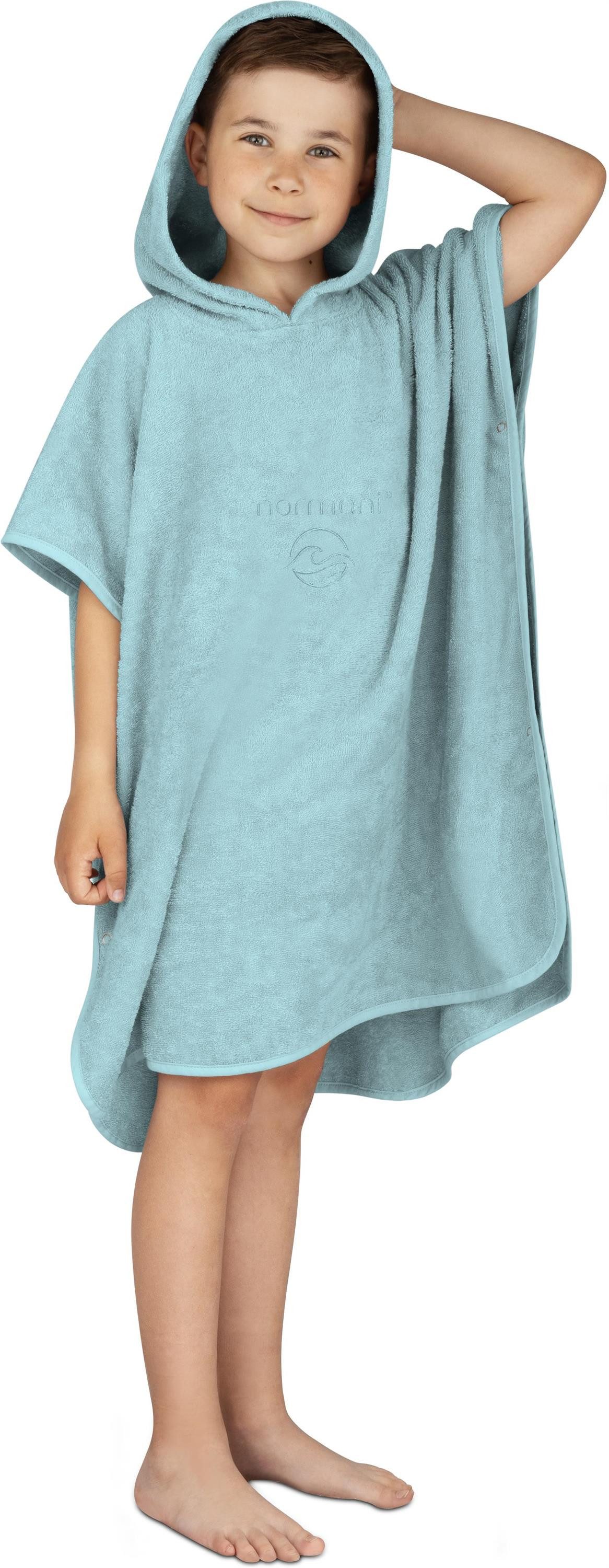 normani Badeponcho Badeponcho aus Bio-Baumwolle für Kinder, Bio-Baumwolle, Kapuze, Schlupf, Kinderbademantel mit Kapuze Strandponcho