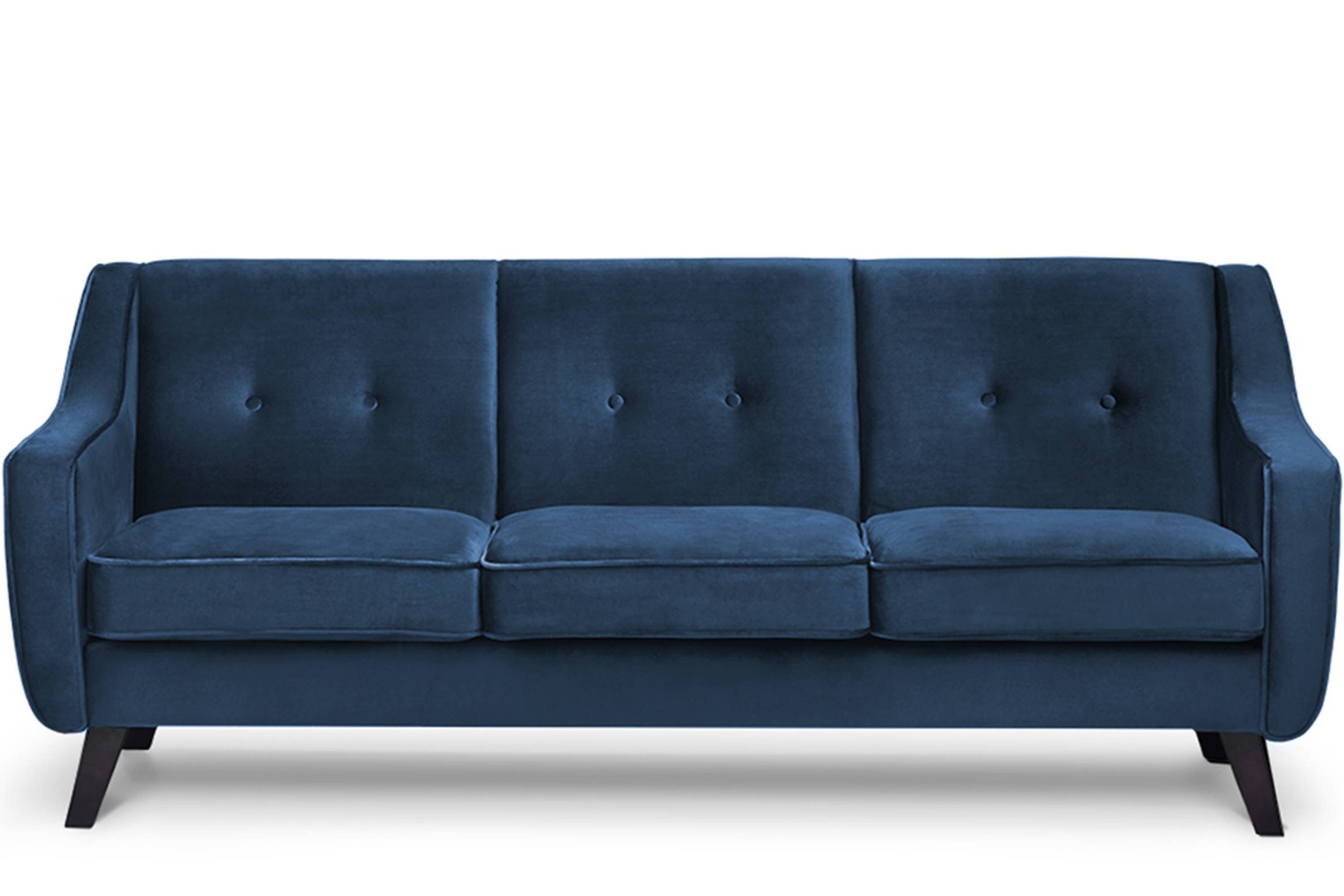 KONSIMO® 3-Sitzer TERSO Einzelsofa, Sofa 3 Personen, mit Armlehnen, Holzbeine, Veloursstoff, elegante Verarbeitung