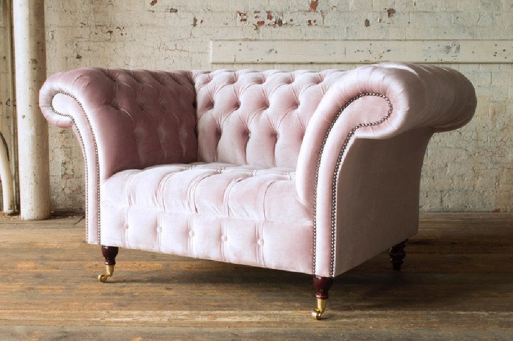 Xlmoebel Chesterfield-Sessel Rosa Stoff Chesterfield Sessel für ein modernes Wohnzimmer (1-St., Chesterfield Sessel), Hergestellt in Europa