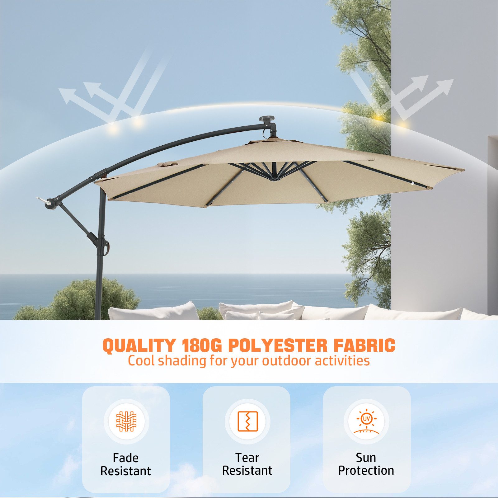 LOVONLIVE Sonnenschirm 3m Gartenschirm Balkonsonnenschirm Terrassenschirm günstig online kaufen