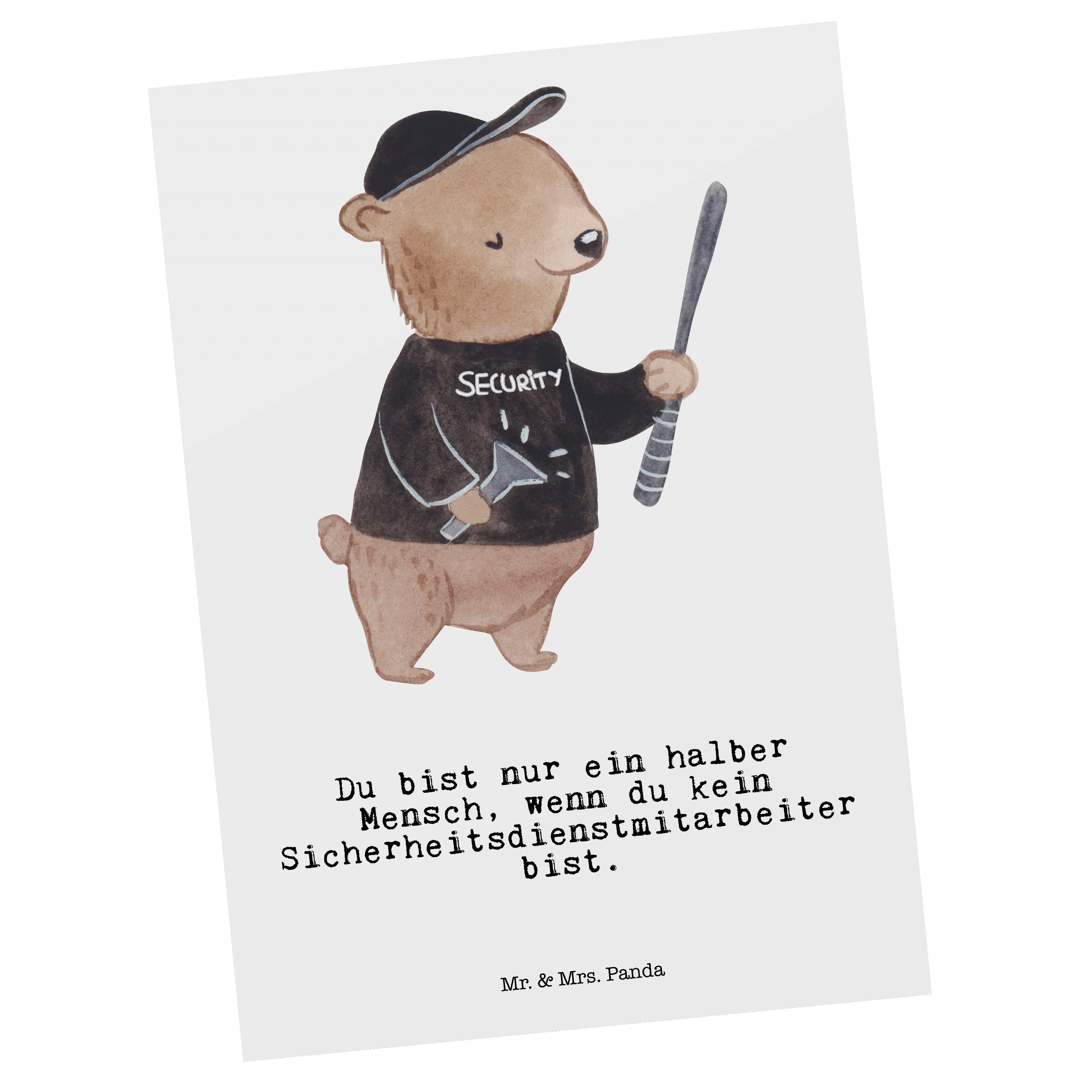 Mrs. & Postkarte Mr. - Weiß Sicherheitsdienstmitarbeiter - Geschenk, Dankeschön mit Panda Herz