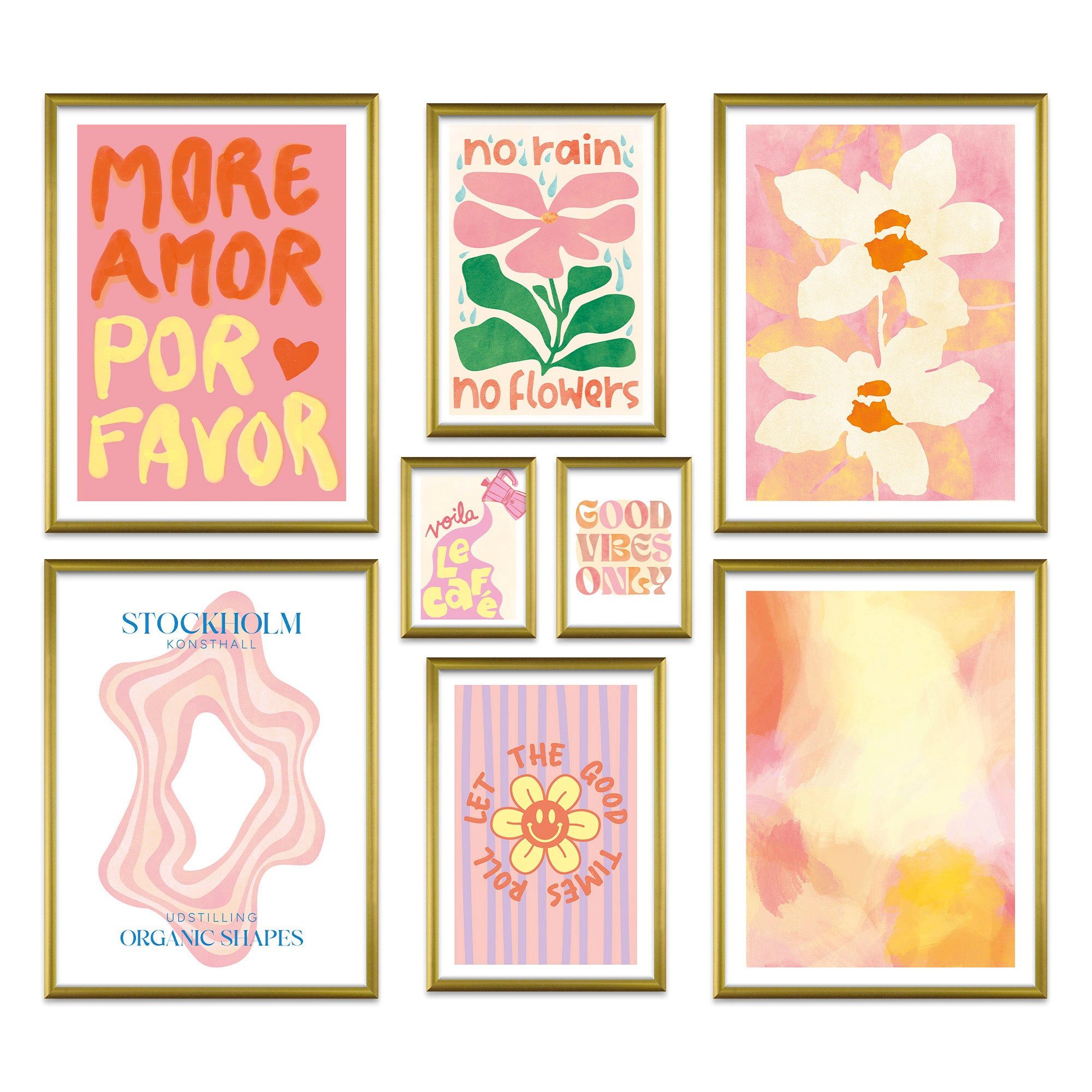 ARTFAVES Bilder-Collage Poster Set Abstract Dopamine Decor I mehrteilige Bilderwand I Wandbild, (Wandbilder modern, 8 St)