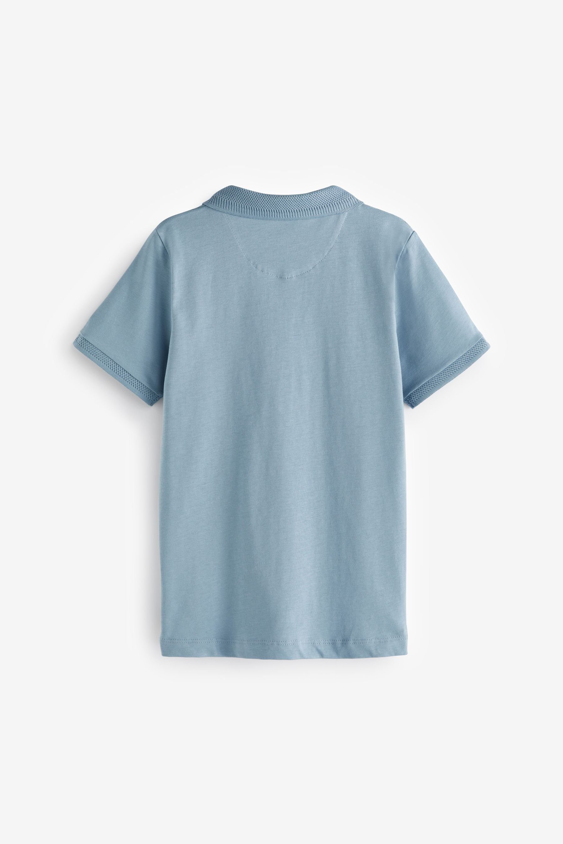 Poloshirt Reißverschluss Kurzärmeliges Blue Poloshirt (1-tlg) mit Next