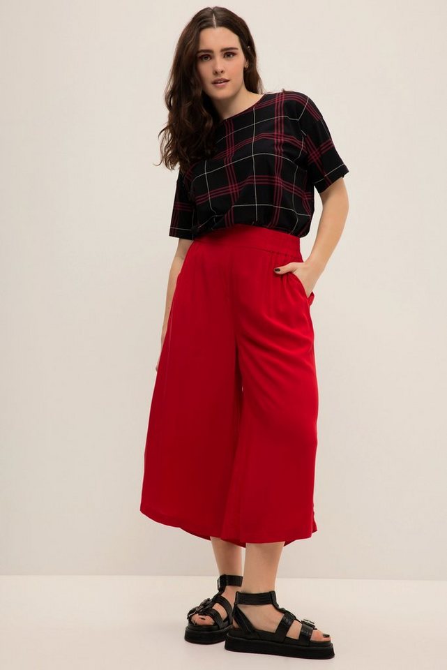 Studio Untold Culotte Culottes weites Bein Elastikbund 7/8 Länge