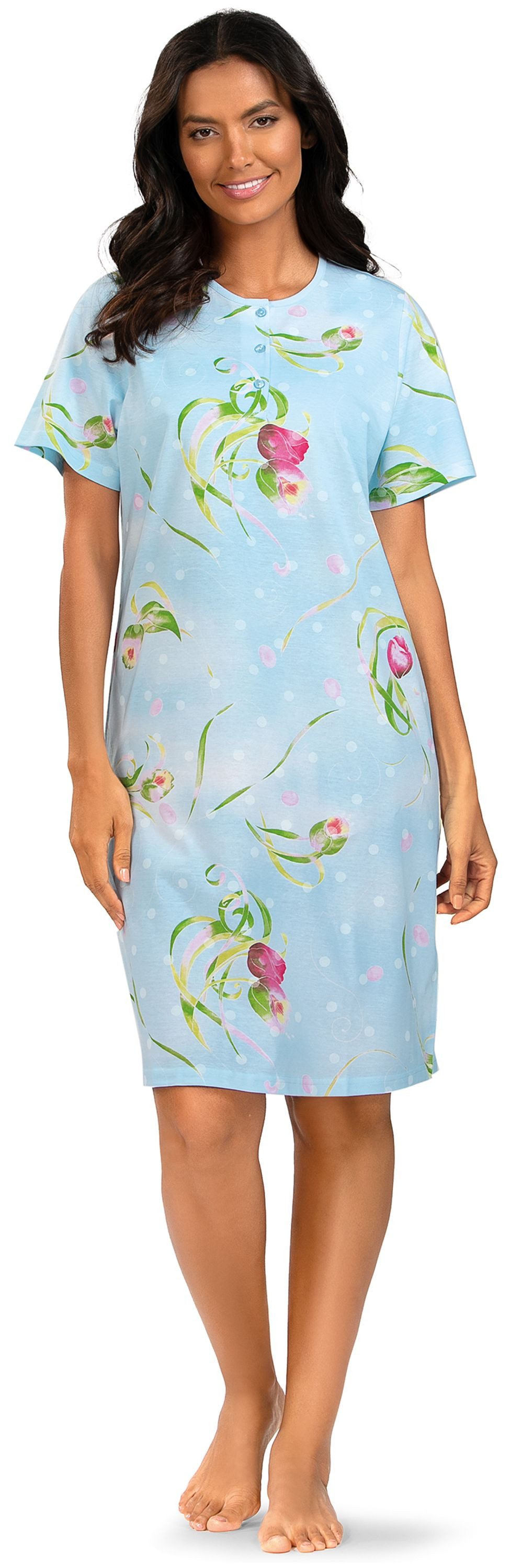 comtessa Nachthemd Summer Whisper (Set, 1-tlg., 1-teilig) Damen Sleepshirt ca.100cm Schlafshirt geknöpft Baumwolle große Größen