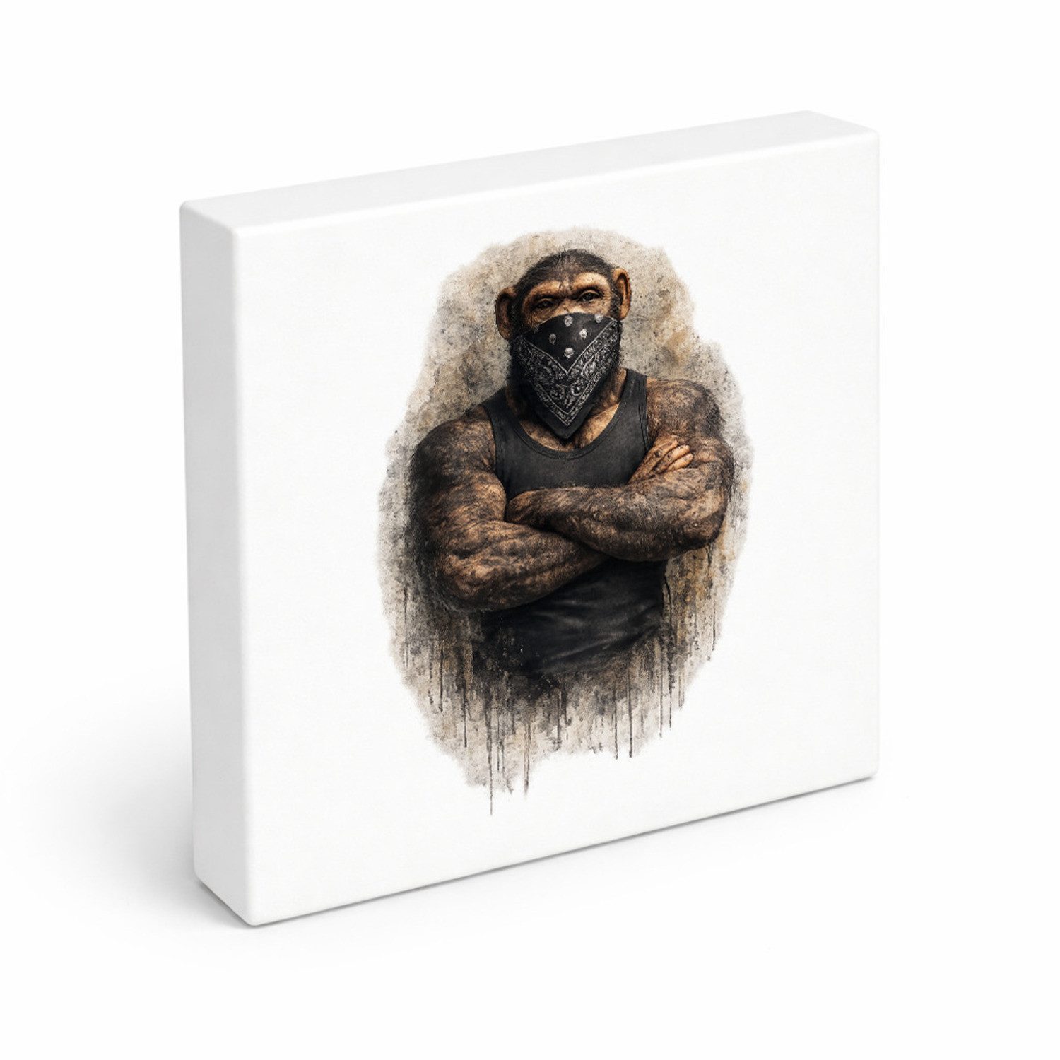 Holzbild Drei coole Affen nichts sprechen Holzbild in 15x15 cm zum Stellen